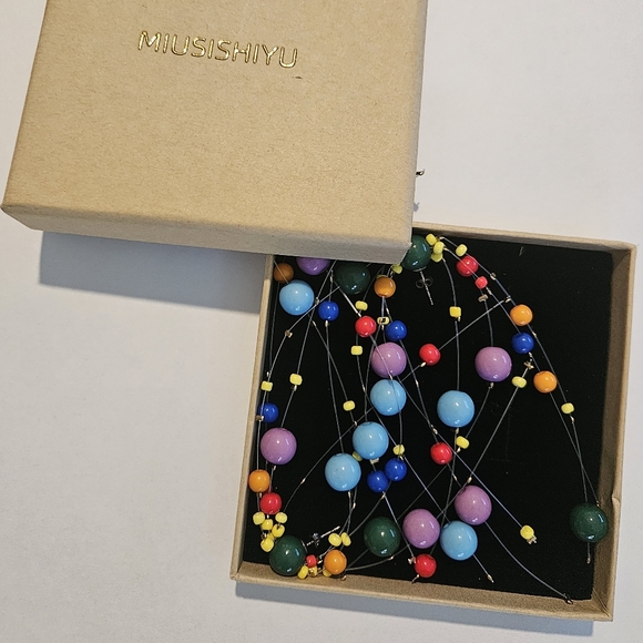 NWT Abstract Colorful Statement Earrings Beaded Maximalism Bohemian Whimsigoth - Picture 3 of 5